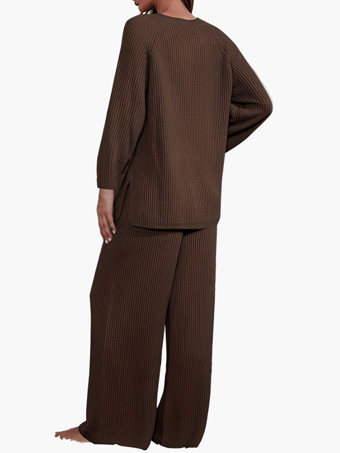 Dam Lounge-set med avslappnad stil – Perfekt för höst och vinter, tvådelad pyjamas och hemmadress