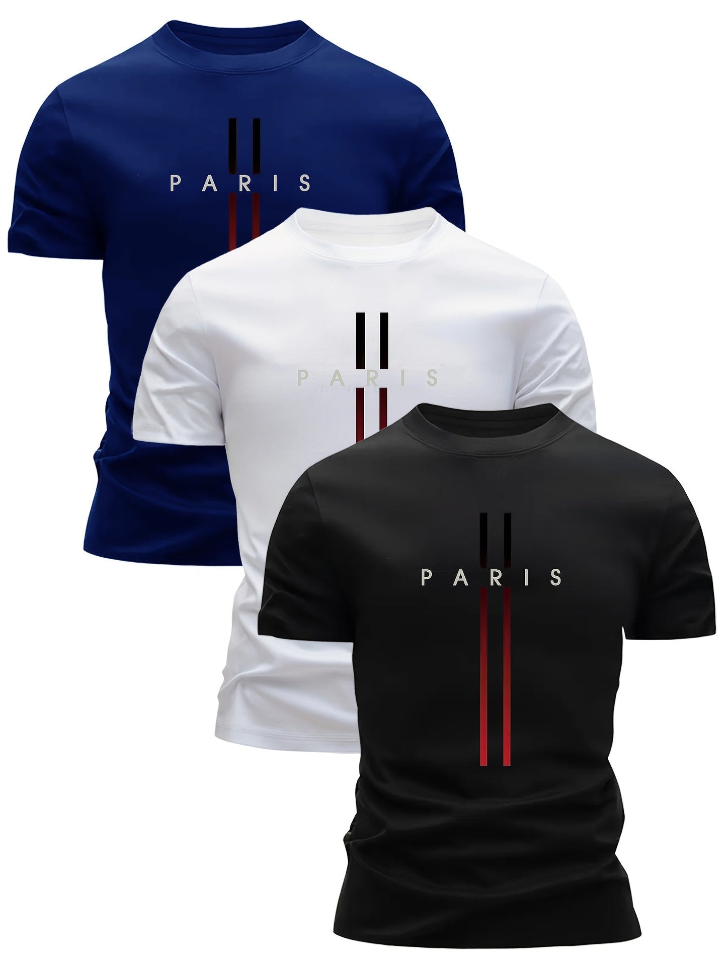 Herr T-shirt Paris Tryck Modern Sportstil Kortärmad