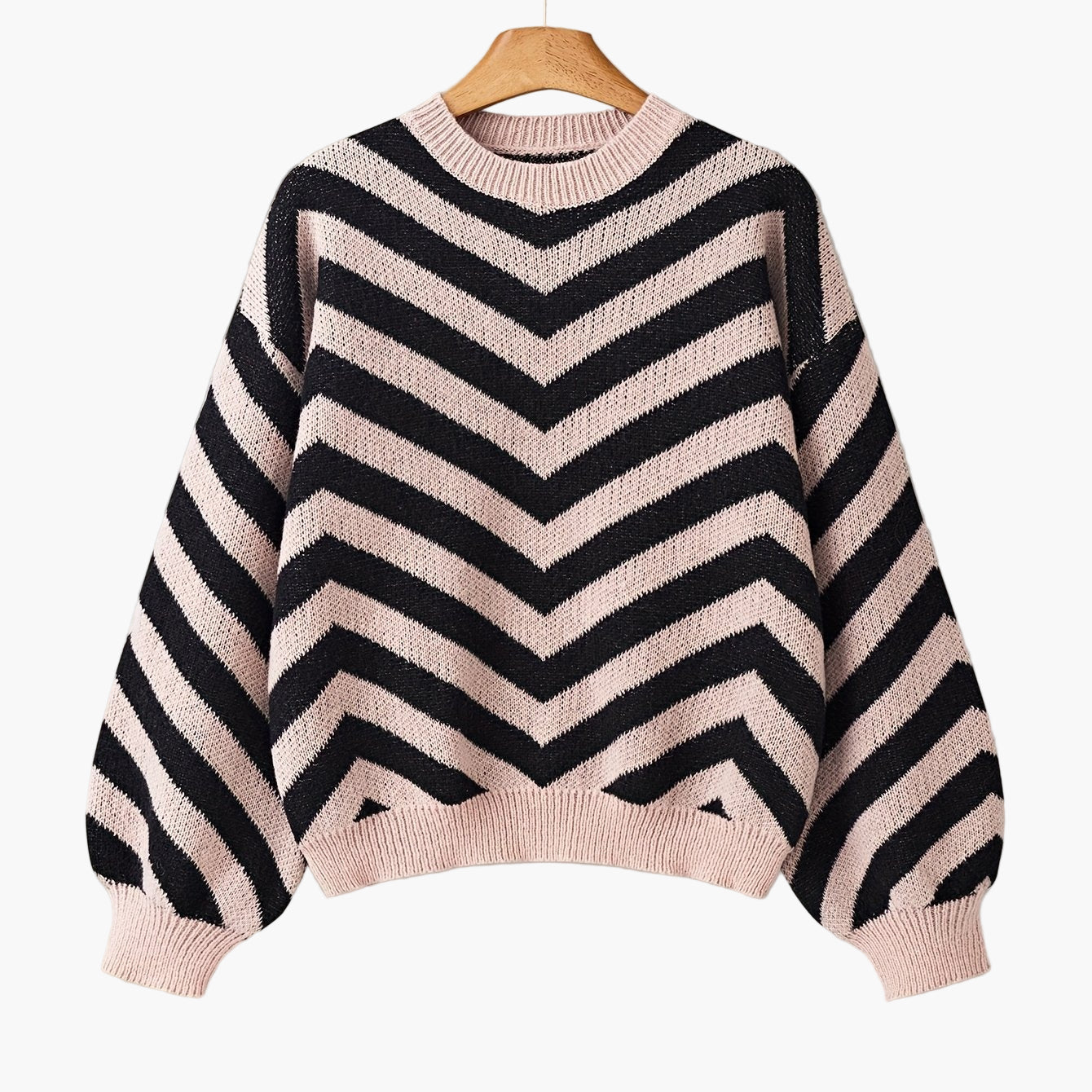 Damtröja med Chevronmönster – Elegant stickad pullover för höst och vinter