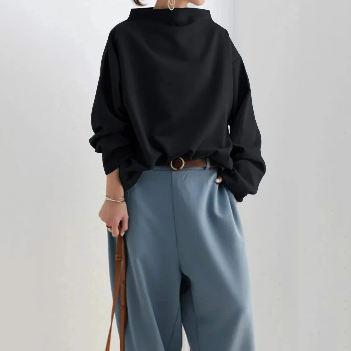 Dam Tröja Oversize Elegant Långärmad Pullover för Vardagsbruk och Fest