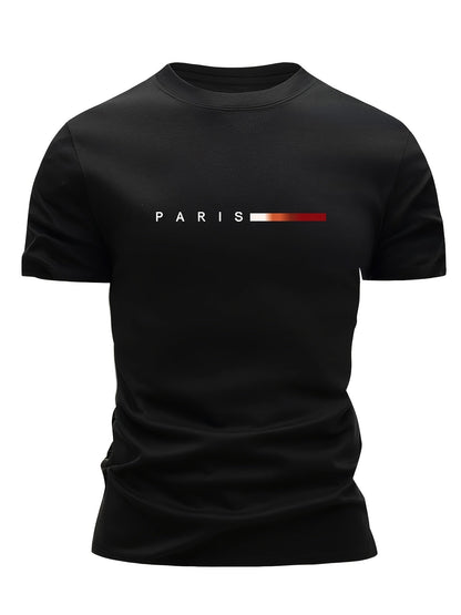 Herr T-shirt 3-pack Set Paris Tryck Sportig och Trendig Stil