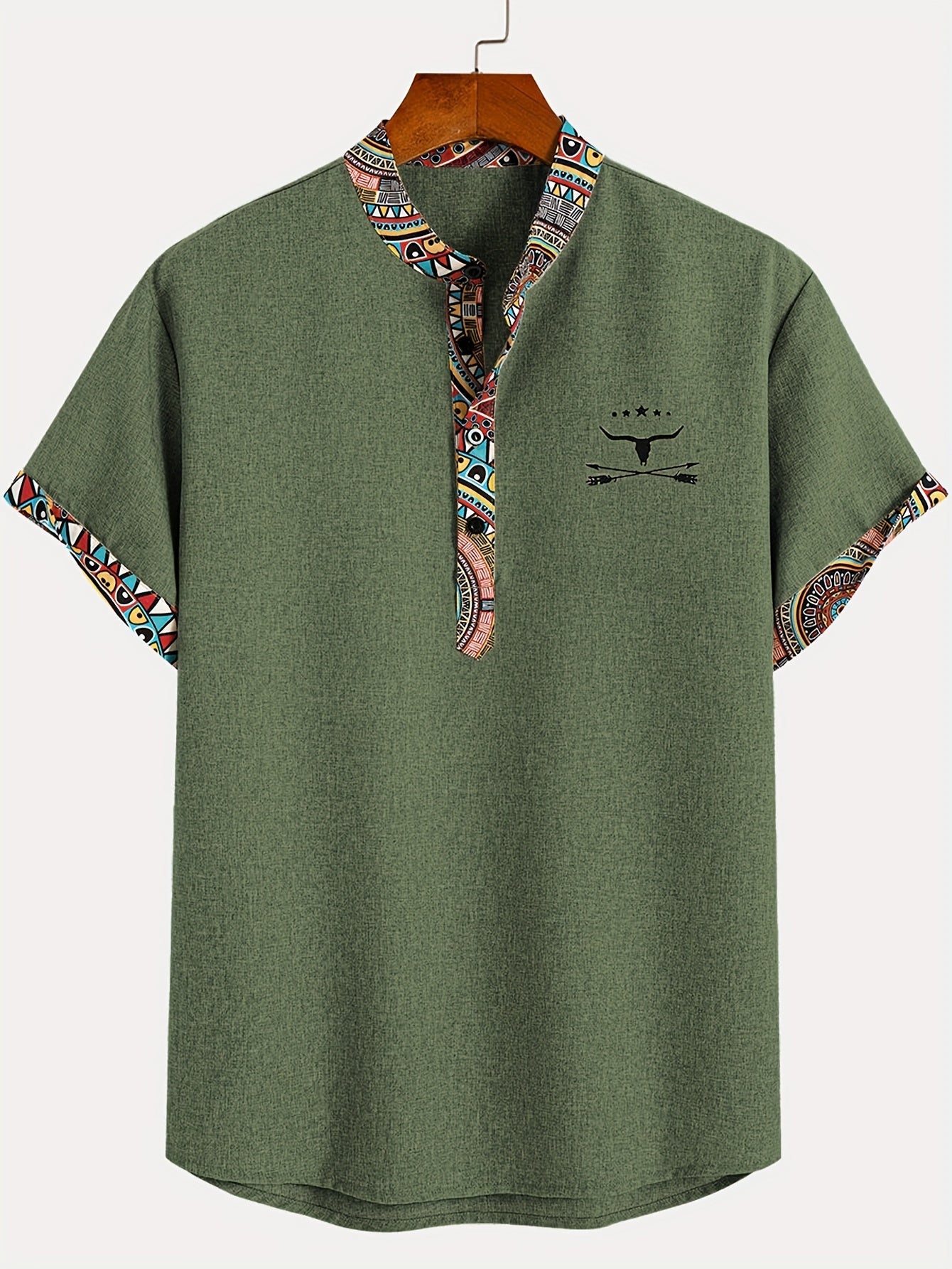 Herr T-shirt med etnisk mönster och avslappnad passform – Perfekt för sommar och vardag