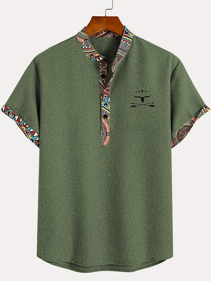 Herr T-shirt med etnisk mönster och avslappnad passform – Perfekt för sommar och vardag