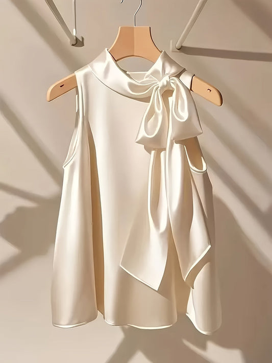 Damtop Elegant Ärmös med Rosettdetalj för Fest och Kvällsbruk