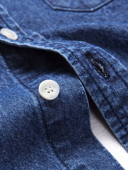 Herrskjorta Jeansstil – Klassisk Ledig Skjorta för Vardagsbruk och Helger