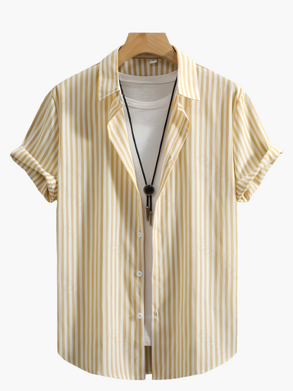 Herr Skjorta Kortärmad Randig Sommar Casual Stil