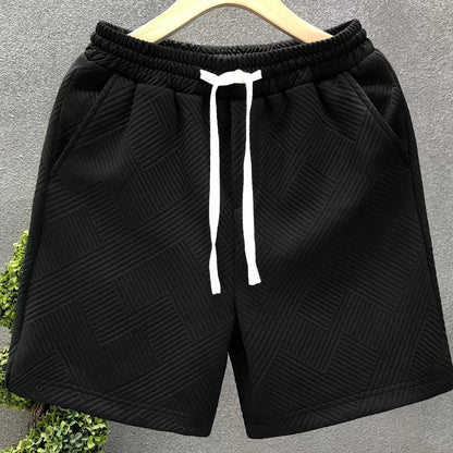 Herrshorts Avslappnad Stil Med Präglat Mönster För Fritid Och Träning