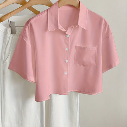 Dam Blus Kortärmad Skjorta Med Modern Cropped Passform För Vardagsbruk