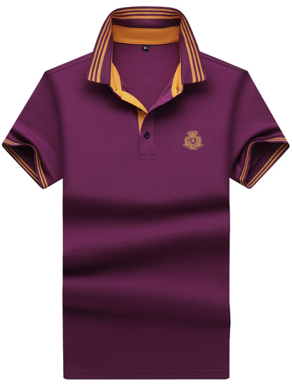 Herr Pikétröja med Sportig Klassikerstil och Broderad Bröstlogotyp – Perfekt för Fritid och Golf