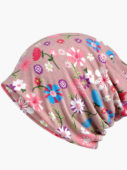 Damers bohemisk multifunktionell mössa med blommönster för vår, sommar och höst