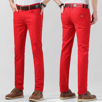 Herrbyxor Slim Raka Stretch Byxa Modern Fritidsstil