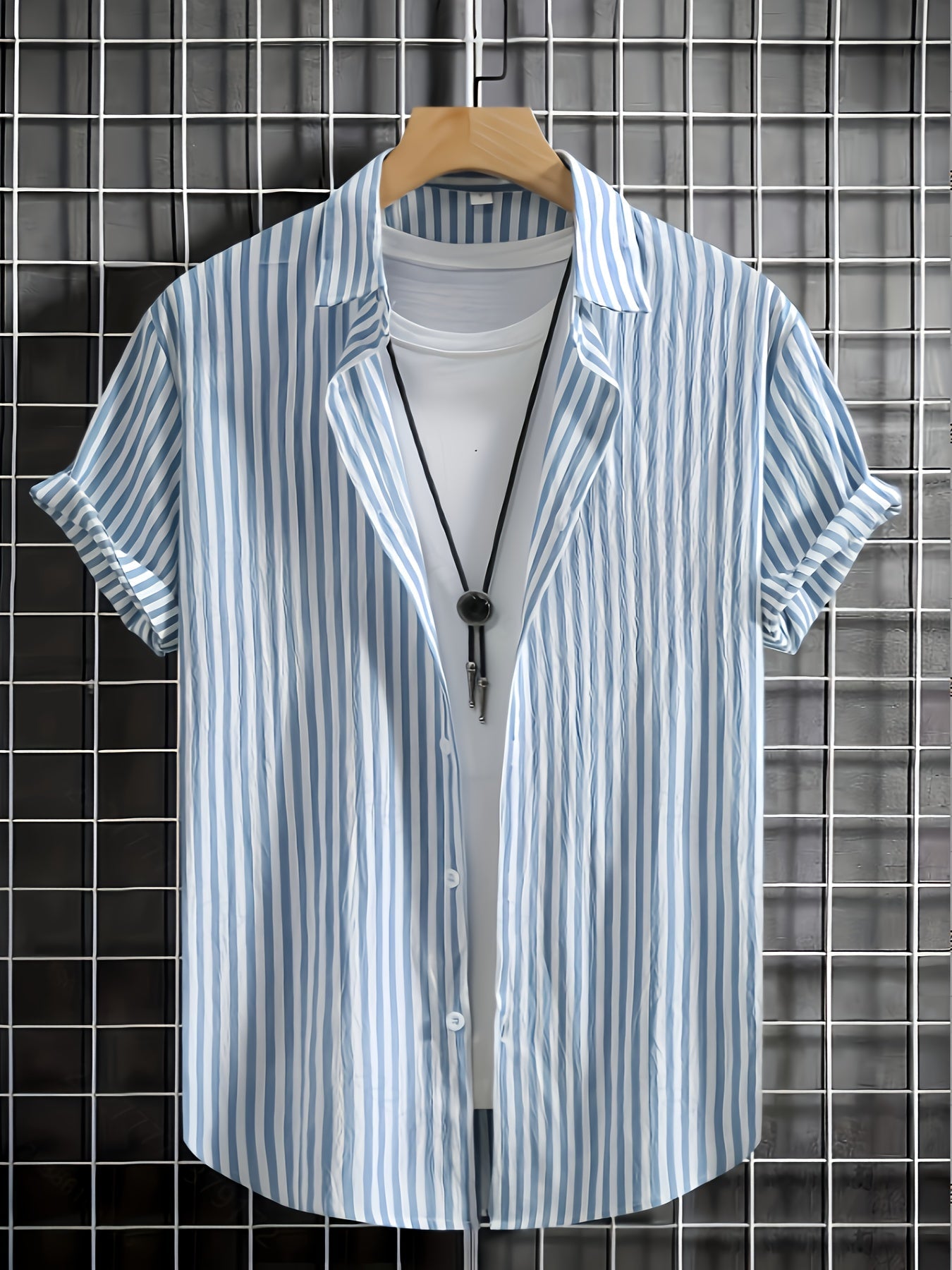 Herr Skjorta Kortärmad Randig Sommar Casual Stil
