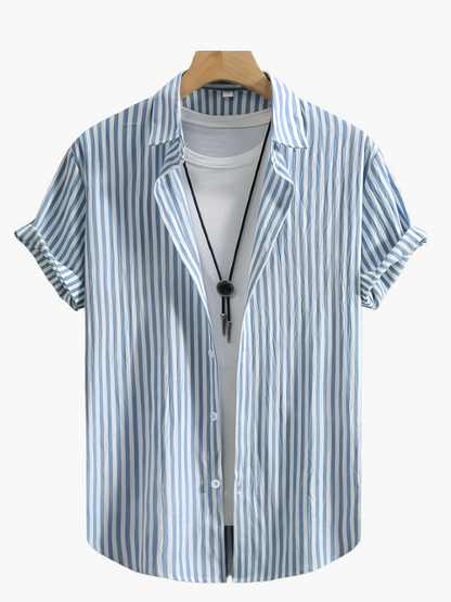 Herr Skjorta Kortärmad Randig Sommar Casual Stil