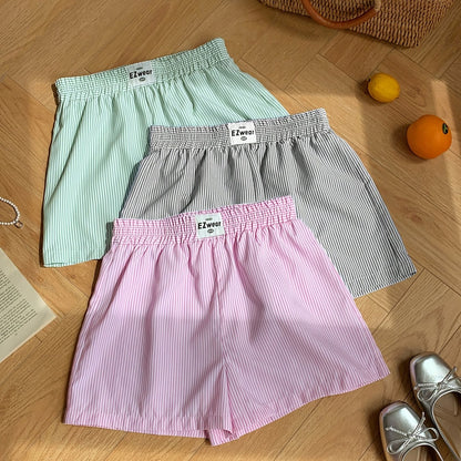 Damers randiga avslappnade pyjamasshorts – perfekt för vardagskomfort och sommar