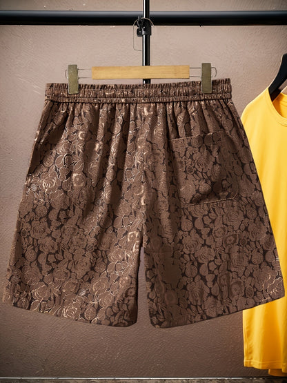 Herrshorts med jacquardmönster och blommig design – modern avslappnad stil