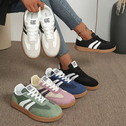 Dam Sneakers Retro Stil Vardagsträningsskor Avslappnad Komfort