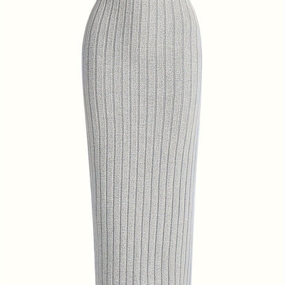 Dam kjol i ribbad stickning med hög midja – elegant och bekväm vardagsstil