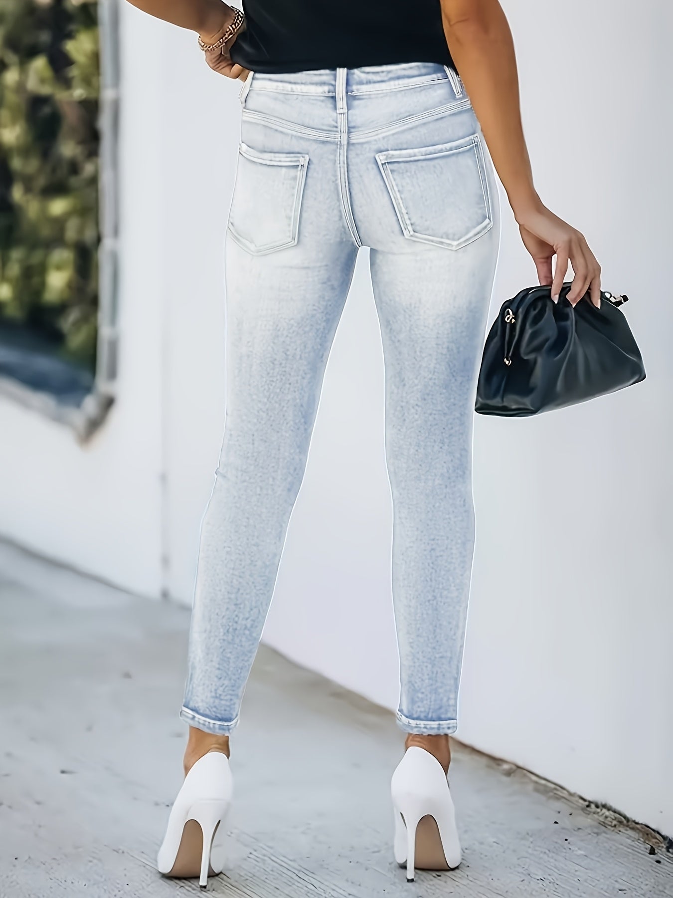 Damjeans Skinny Hög Midja Trendig Streetstil