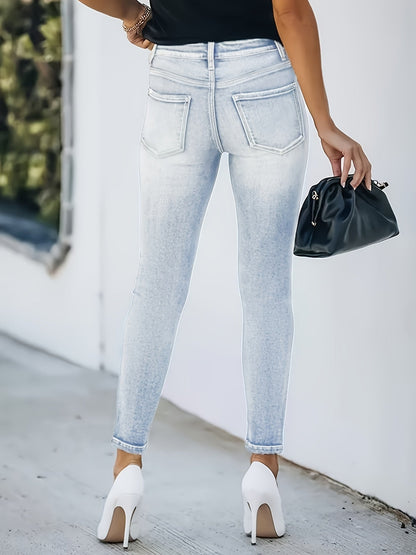 Damjeans Skinny Hög Midja Trendig Streetstil