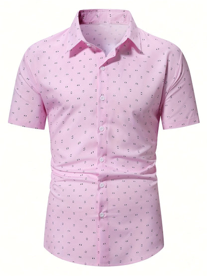 Herrskjorta Kortärmad Modern Business Casual Mönstrad Skjorta för Sommar