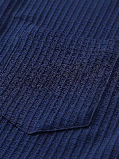 Herr Skjorta Kortärmad Texturerad Waffle-Knit Resortskjorta Trendig & Avslappnad