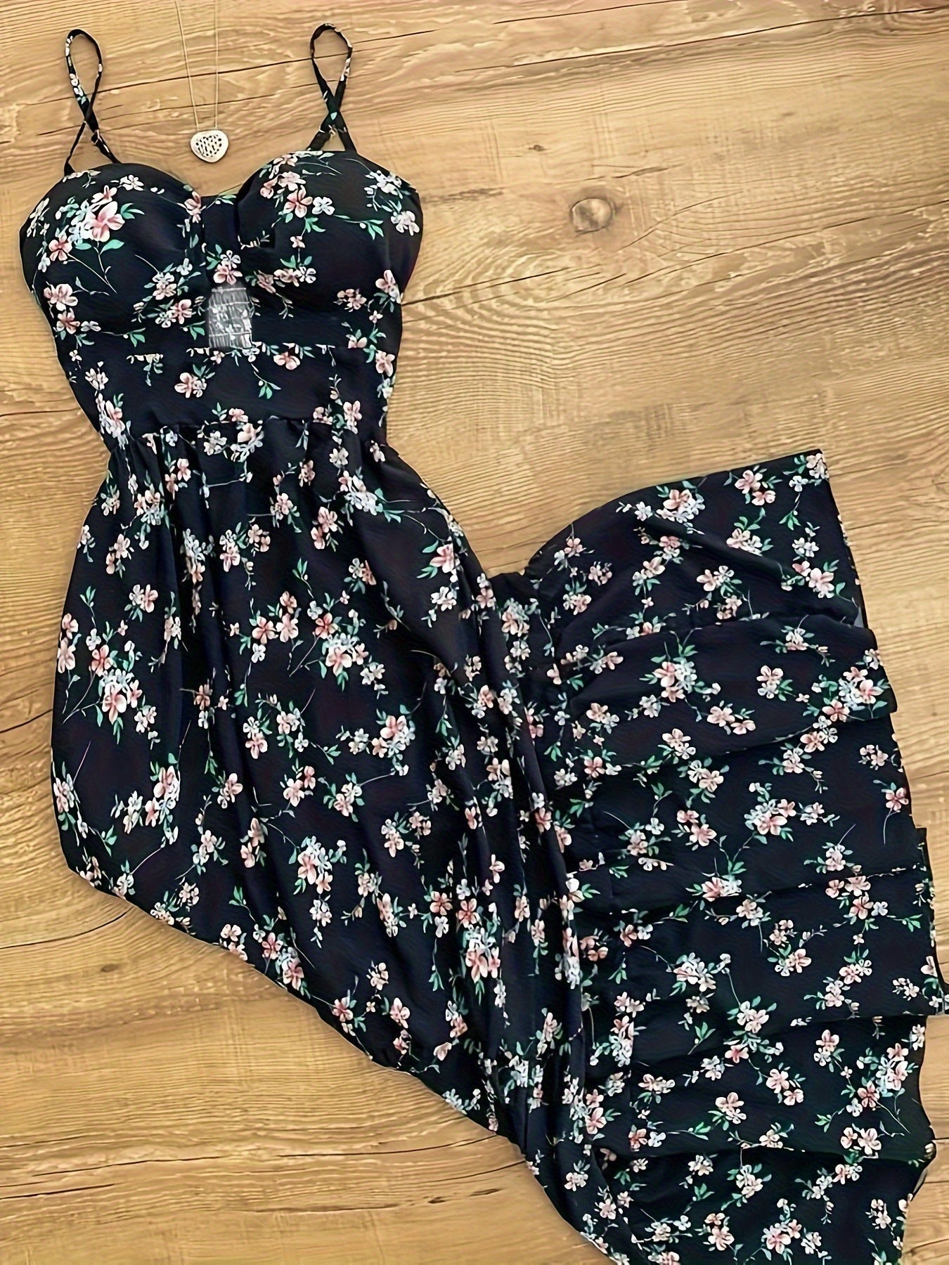 Dam Klänning Maxilång Prickig Elegant Sommarfest Vintage Stil