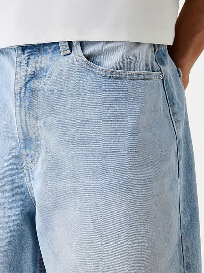 Herr Bermuda Jeansshorts Lös Passform Streetwear