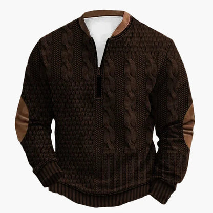Herrtröja med halv dragkedja – Stickad look, vardagsstil, modern design
