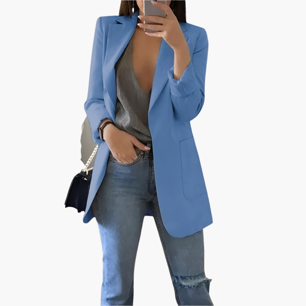 Dam Blazer Lång Elegant Stil – Modern Kontors- och Vardagslook