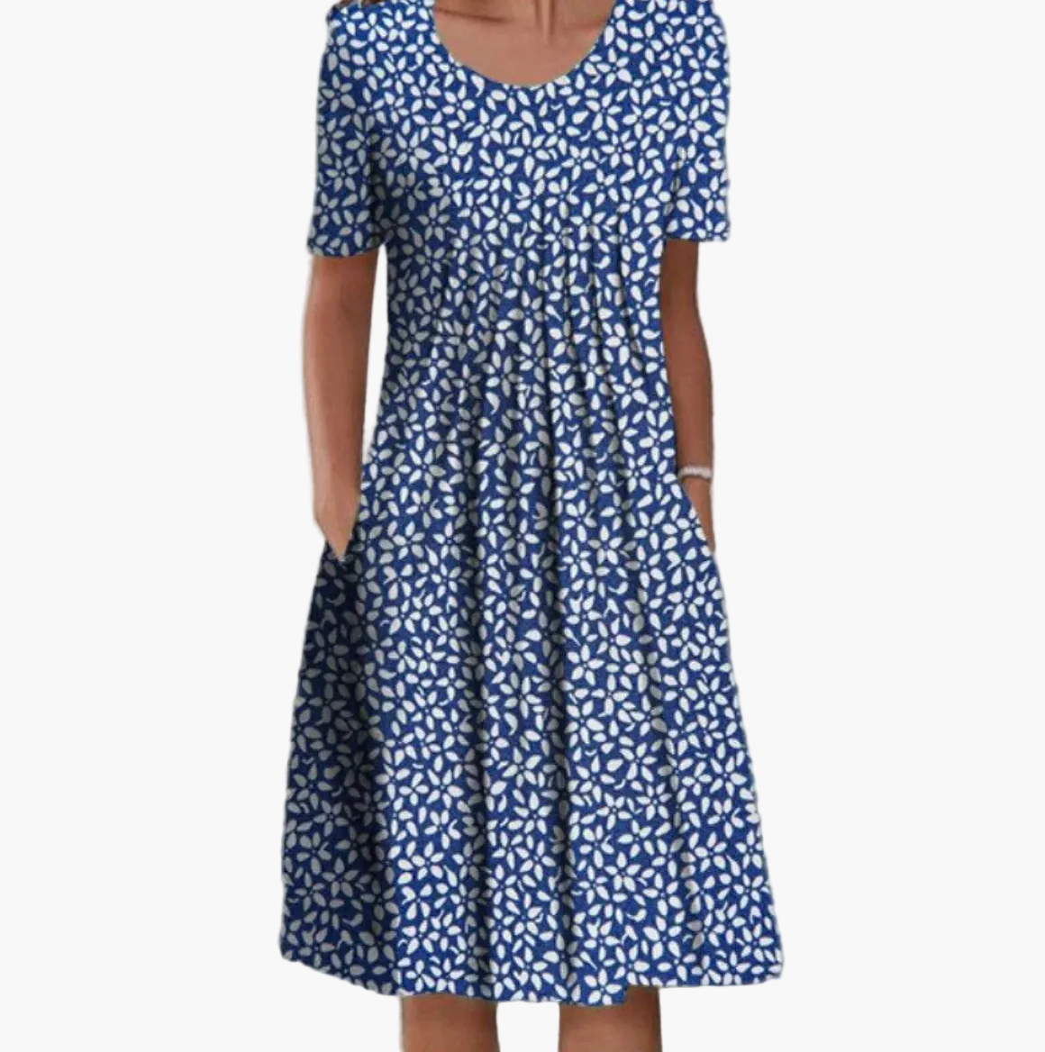 Damklänning med blommigt tryck, ledig midilängd, perfekt för sommar och vardag