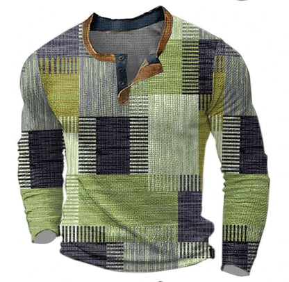Herrtröja Patchwork Casual – Modern Stickad Tröja för Höst och Vinter