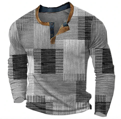 Herrtröja Patchwork Casual – Modern Stickad Tröja för Höst och Vinter