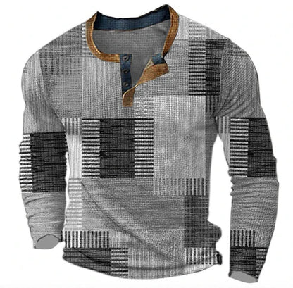 Herrtröja Patchwork Casual – Modern Stickad Tröja för Höst och Vinter