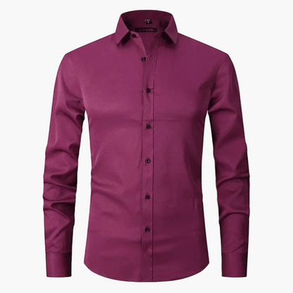 Herrskjorta Slim Fit Affär Elegant Skrynkelfri Långärmad