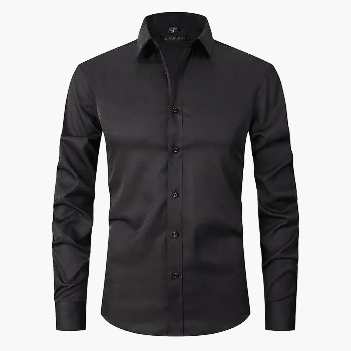 Herrskjorta Slim Fit Affär Elegant Skrynkelfri Långärmad