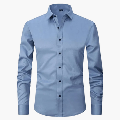 Herrskjorta Slim Fit Affär Elegant Skrynkelfri Långärmad