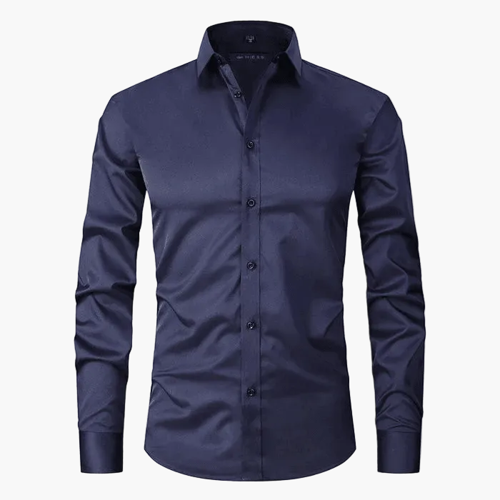 Herrskjorta Slim Fit Affär Elegant Skrynkelfri Långärmad