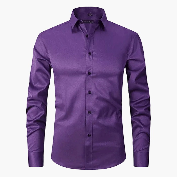 Herrskjorta Slim Fit Affär Elegant Skrynkelfri Långärmad