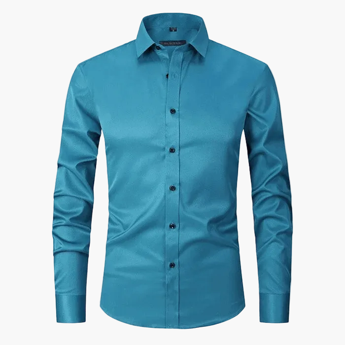 Herrskjorta Slim Fit Affär Elegant Skrynkelfri Långärmad