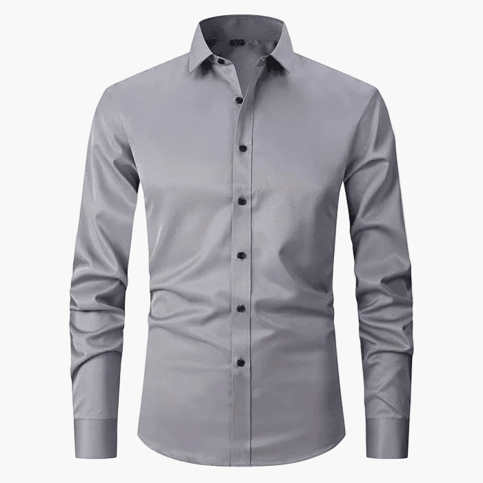 Herrskjorta Slim Fit Affär Elegant Skrynkelfri Långärmad