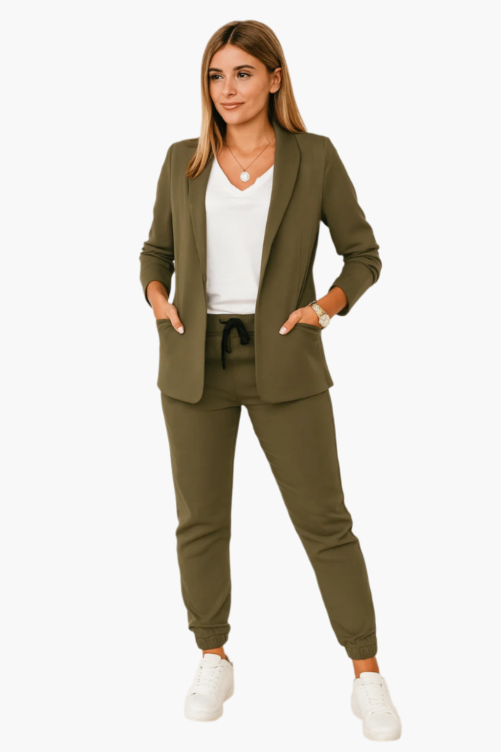 Damkostym set – Blazer och byxor, elegant och avslappnad för arbete och fritid