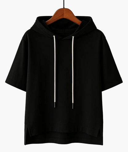 Dam Kortärmad Hoodie med Huva – Avslappnad och Modern Streetwear för Vardagsbruk