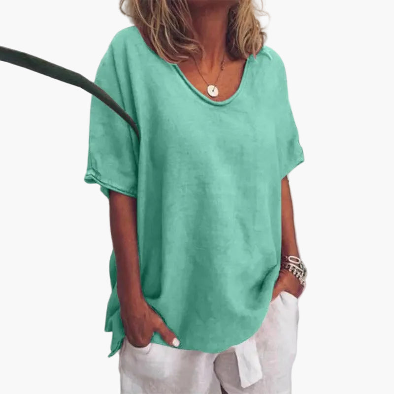 Dam Topp Avslappnad Oversize Vardagsblus Kortärmad Elegant