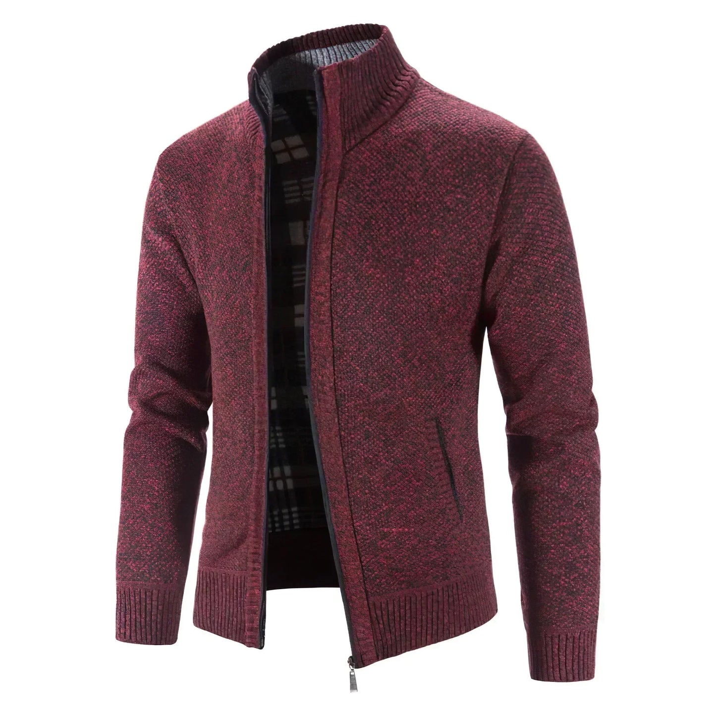 Herr Stickad Zip-Up Cardigan – Modern Vardagsstil och Komfort