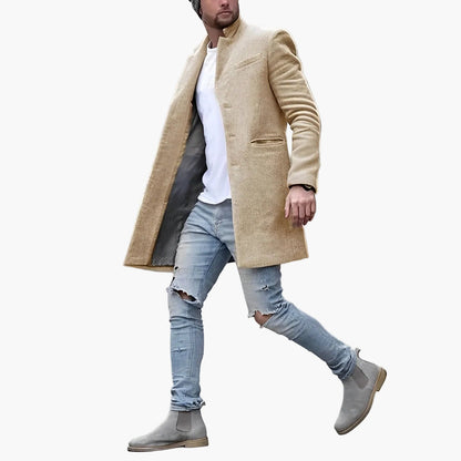 Herrrock Modern Stil – Elegant Lång Kappa för Vardag och Fest