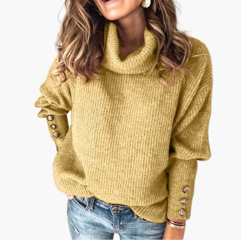 Damtröja med Polokrage och Knappar – Avslappnad och Stilren Pullover för Vardag & Fritid