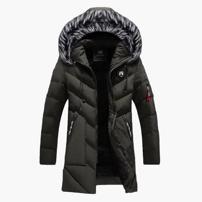 Herr Vinterparkas – Lång, Varm Jacka med Huva och Modern Urban Stil