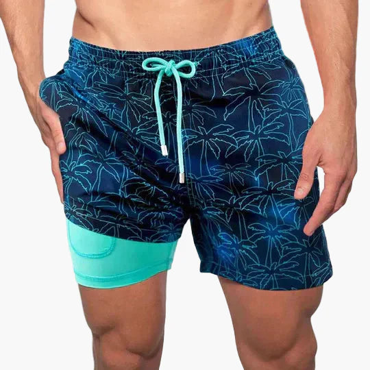 Herrarnas badshorts med innerbyxa – Snabbtorkande, sportig strandstil för aktiva dagar