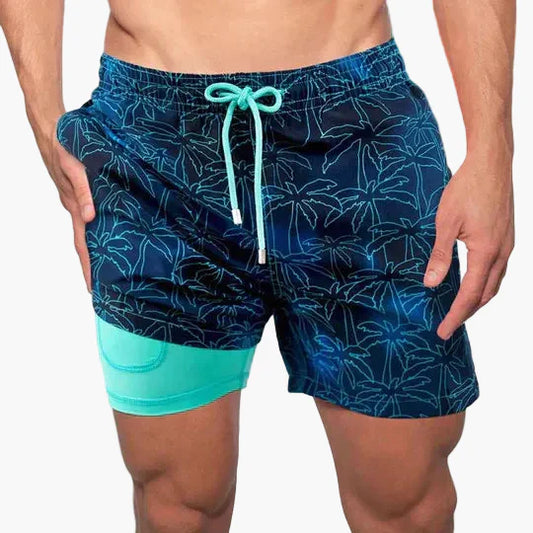 Herrarnas badshorts med innerbyxa – Snabbtorkande, sportig strandstil för aktiva dagar