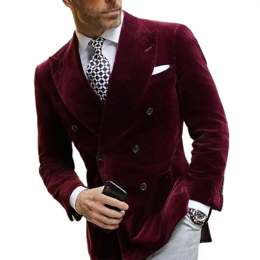 Herr Elegant Dubbelknäppt Kavaj för Fest och Business